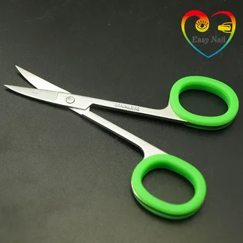 EasyNail 2vnt Nerūdijančio plieno su Žalia silikono žiedas antakių neapdailintais kraštais Makiažo priemones grožio žirklės marlę, supjaustyti,odelės žirklės.