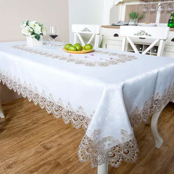 EMDKONI satino tuščiaviduriai siuvinėjimo staltiesė kavos stalo staltiesė Europos stiliaus staltiesė
