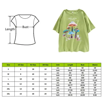 Gotikos Harajuku Spalvinga Grybų Print T-shirt Gatvės Atsitiktinis Streetwear 2021 Atsitiktinis Megztinis Tshirts Moterų Mens Mados Viršūnes