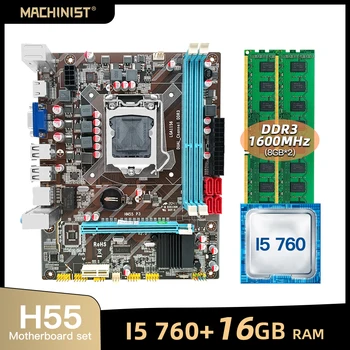 H55 plokštė LGA 1156 nustatyti kit gamer pc su Intel core I5 760 procesorius DDR3 16 GB(2*8GB) 1 600mhz darbalaukio RAM atminties HM55-P3