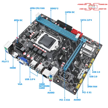 H55 Plokštė LGA 1156 Paramos DDR3 Ram Atminties CORE I3/I5/I7 Procesorius, VGA HDMI Gamer PC Micro-ATX HM55-P3