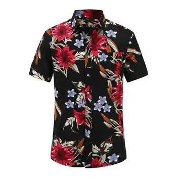 Havajų vyriški Marškinėliai Mados Spausdinti Atsitiktinis Rankovėmis Marškinėliai Chemise Femme Manche Longue Coton Havajų Marškinėliai Mygtuką Žemyn Marškiniai Vyrai