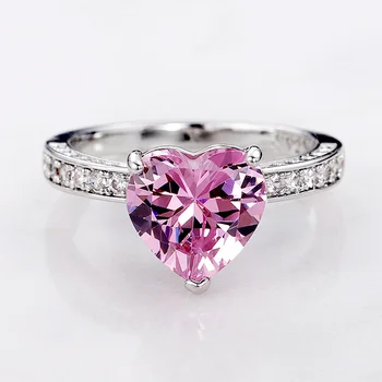 Huitan Romantiška Rožinė Širdies Žiedai Moterų Puikus Kubinis Cirkonis Vestuvių Vestuvės Žiedai Paprastas, Stilingas Moterų Karšto Priedai