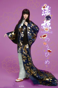 I8-C003 1/6 Masto Moterų Kilnojamojo Obuolio Galvos Skulptūra Kimono Nustatyti, Mergina iš Japonijos Kimono Kostiumas Nustatyti Modelis-12 colių Įstaiga