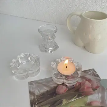 In Gėlių, Žvakių Laikikliai Stiklo Namų Dekoracijas Arbatos Šviesos Turėtojo Vestuvių Vakarienė Klasikinis Papuošalas
