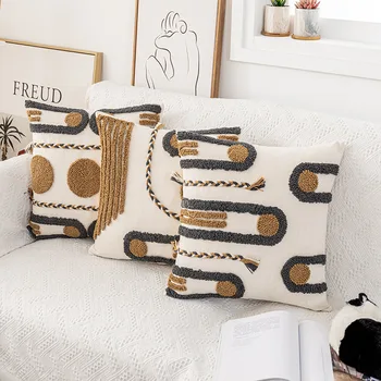Indijos rankų darbo siūtinės pūkinės pagalvėlės dangtis 45x45cm etninės Pynimo užvalkalas namų dekoro atlošas boho pagalvės dangtelis sofa-lova Homestay