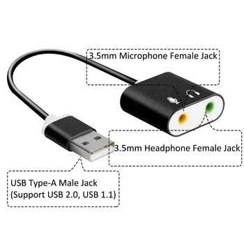 Išorinė USB Garso Kortelės/USB 3,5 mm Lizdas USB Audio Adapteris, Ausinės Micphone 