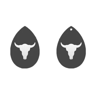 Japonijos Plieno Ašmenys, Odinis Die Cut Oxhead Auskarai su Skyle Bull Galvos Formos Pakabukas Šabloną Modelio 