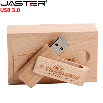 JASTER USB 3.0 (Nemokamai Logotipą), Medinis langas + Pendrive 4GB 8GB 16GB 32GB 64GB 128GB Dovana 