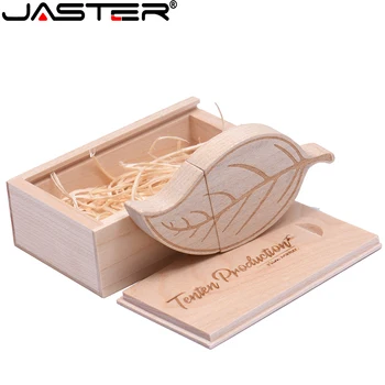 JASTER USB flash drive, Medinių lapų Nemokamai logotipą Pen ratai kūrybos dovana Lapai memory stick bambuko pendrive 8GB 16GB 32GB