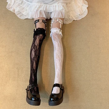 JMPRS Mados Kojinės, Seksualios Nėrinių Kniedės Kojos Žiedas Japan Lolita Mergaičių Kojinės Puikus Bowknot Juoda Balta Akcijų Dizaineris Kojinės 2021