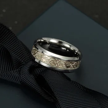 Juodasis Drakonas retro punk titano plieno šviesos žiedas vyrams ir moterims vestuvinį žiedą, mados žiedas papuošalai