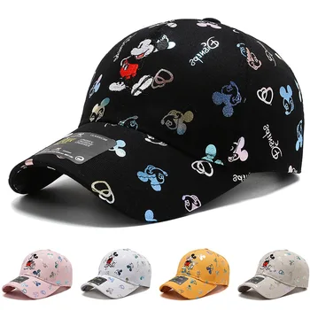 Karšto stiliaus animaciją Miqi pelės vyrai ir moterys, naujų beisbolo kepuraitę siuvinėjimo korėjos versija mados laisvalaikio bžūp skėtį nuo saulės skrybėlę