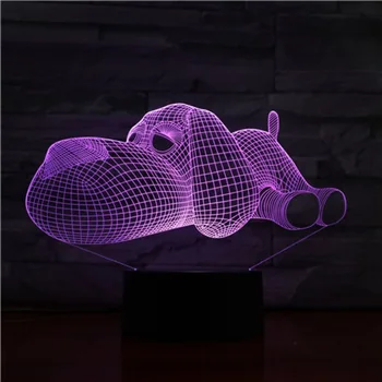 Kawaii Žaislas Šuo 3D Lempos Iliuzija Naktį Šviesos diodų (LED) Lemputę Daugiaspalvis 