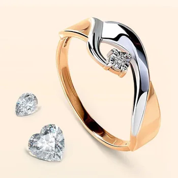 Klasikinis Dvi Tonas Turas Cirkonis Žiedai Mados Paprasta Nuotakos Vestuvių Žiedai, Sužadėtuvių Fine Jewelry Lover ' s Dovanos