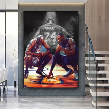 Kobe Michael Lebronas Krepšinio Žvaigždė Plakatas Drobės Tapybos Modernių Namų Dailės Freskos Kambarį Miegamojo Sienų Apdaila Dažymas