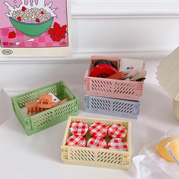 Korėjos Mini Sulankstomos Plastikinės Sandėliavimo Dėžutės, Sulankstomas Plastikinis Saugojimo Bylos Darbalaukio Nešiojimo Krepšys Raštinės Reikmenys Organizatorius Saugojimo Dėžutė