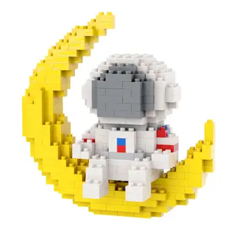 Kosminės Stoties Mėnulis Raketų Palydovinės Astronautas Pav Plytų Mažų Statybos Blokus Montessori Konstruktorius Žaislai Vaikams Dovanos