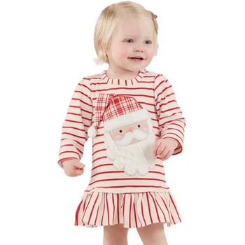Kūdikis, Kalėdų vakarėlį Santa spausdinti ilgomis rankovėmis suknelė Princesė Drabužių Mergaitė Grupė Dress Baby Girl Kalėdų Drabužiai