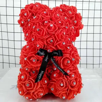Kūrybos Valentino Dienos Dovanų Rožių Žiedų Turėti Amžinąjį Gėlių, Rožių Lokys Dovanų Dėžutėje Diamond Gėlių Lokys
