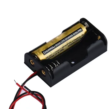 Lango Turėtojas 2 x AA Juoda Su Laidą Veda Plastiko Baterijos Laikymo Atveju Baterijų Apsaugos Konteinerių Lašas Laivybos #LR3