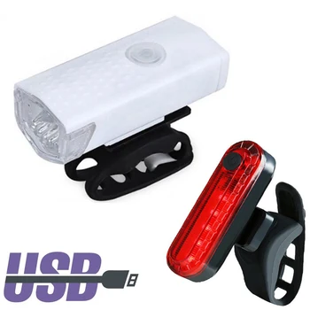 LED Dviračio Žibintas USB Įkrovimo 300 Liumenų 3 Rūšių Dviračių Šviesos Lempos Priekiniai Žibintai Su Dviračiu užpakalinis žibintas Įspėjamoji Lemputė