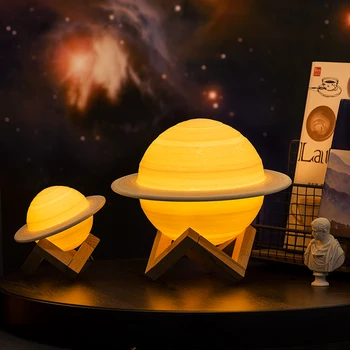 LED Nakties Šviesos Dropship Įkrovimo 3D Spausdinimo Saturnas Lempa Vaikams Mėnulio šviesos su 2Colors 16Colors Nuotolinio Dovanos