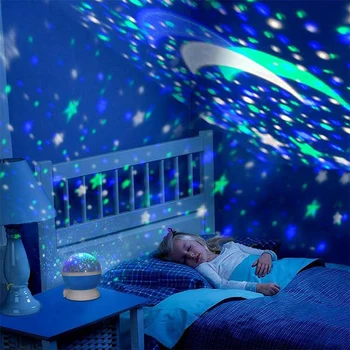 Led Projektorius Star Mėnulis Galaxy Naktį, Šviesos, Vaikams, Vaikų, Miegamojo Puošimas Projektorius Sukasi Darželio Naktį Šviesos diodų (Led) Lempos Kūdikių