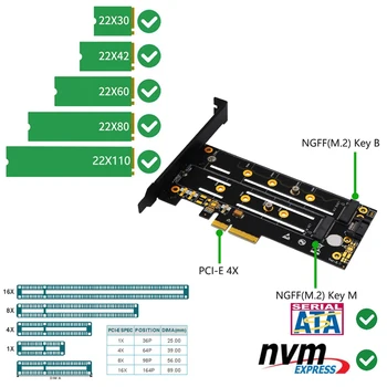 M. 2 PCIE Adapteris Kortelę su HeatSink ir LED Sprendimą Plėsti Kortelę SATA ir PCIE NVMe SSD su PCI-E 3.0 X4 Priimančiosios
