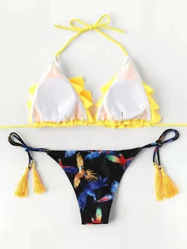 Maudymosi Kostiumėliai Maudymosi Kostiumėlį Moteris Seksuali Bikini 2021 Naujas Push Up Bikinis Nustatyti, Maudymosi Kostiumą, Moterims Spausdinti Gėlių Paplūdimio Biquini Dviejų Dalių Kostiumas
