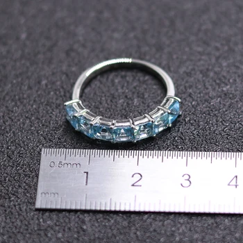 MH Gamtos Dangus Mėlynas Topazas Brangakmenio kietas Žiedai, nekilnojamojo 925 Sterlingas Sidabro Žiedai Moterims Vestuvių Fine Jewelry