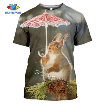 Mielas voverė modelio 3d spausdinimo T-marškinėliai, vyriški mados trumpas rankovės atsitiktinis gatvės drabužių hip-hop juokinga T-shirt
