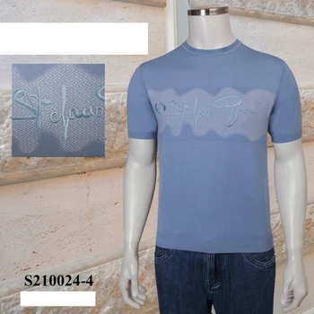 MILIJARDIERIUS T-shirt šilko vyrų 2021 m. vasarą naująjį o-kaklo Atsitiktinis elastingumą siuvinėjimo Patogus, Plonas, Didelis dydis Trumpas rankovės marškinėliai