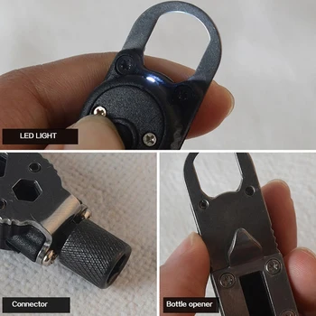 Mini Daugiafunkcinis Keychain EDC Lauko Kempingas Nešiojamų Nerūdijančio Plieno Kišenėje Įrankiai Wilderness Išgyvenimo Didmeninės