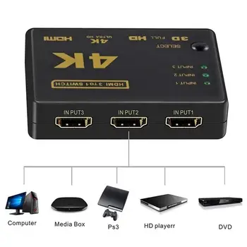 Mini HDMI suderinamus Switcher 4K HD1080P 3 5 Port HDMI suderinamus Jungiklis Splitter Su Centru ir SPINDULIŲ Nuotolinio valdymo pultelis HDTV/DVD