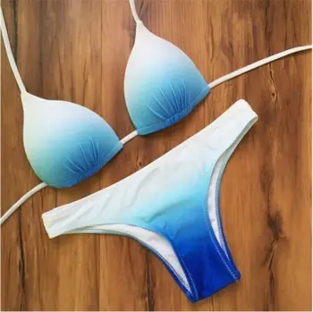 Moterų 2019 Mėlyna Apynasrio Viršuje Trikampis Tvarstis Paminkštintas Bikini Komplektas Brazilijos Maudymosi Kostiumėliai Paplūdimio Moterų Maudymosi Kostiumėlį Biquini