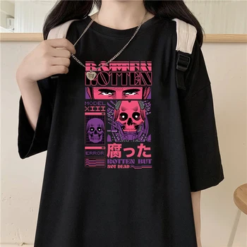Moterų vasaros marškinėliai trumpomis rankovėmis gotikos streetwear harajuku spausdinti korėjos T-marškinėliai, drabužiai kpop Hip-hop estetinės T-shirt y2k 2