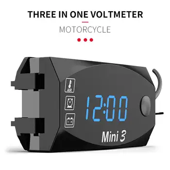 Multi-funkcija 6 V-30 V 2-in-1 Voltmeter Motociklo Elektrinių Transporto priemonių Laikrodis Su Skaitmeniniu Ekranu Skydelis Skaitiklis, Laikmatis Data