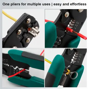 Multi-Tools Wire Stripper Užspaudimo Replės Cutter Elektrikas Crimper Quadrilateral Vamzdis Bootlace Snap Žiedas Terminalo Vielos Įrankis
