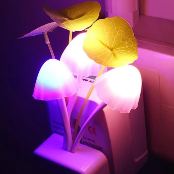 Naktį Šviesos Keitimas Sutemų Iki Aušros Jutiklis LED Naktinis Apšvietimas Gėlių Grybo Lempa Miegamasis Babyroom Lempos Vaikams Dovanos