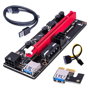 Nauja PCI-E Pcie Riser 009 Express 1X Iki 16x Extender PCI-E USB Stove 009S Dual 6Pin SATA Adapterio plokštę 15pin Už BTC Miner