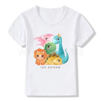 Nauja vasaros Berniukų/Mergaičių Animacinių Dinozaurų Spausdinti Marškinėliai Vaikams Mielas Gimtadienio Dovana Skaičius Drabužius 2021 nauji Kūdikių Dino Animacinių filmų T-shirt