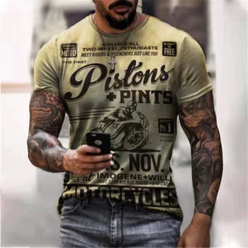 Nauja Vasaros Vyrų T-shirt 3D Automobilių Motociklų Plento Dviratininkas Hip-Hop Marškinėlius Tee Viršuje Negabaritinių Marškinėliai Vyrams Vintage Drabužių Streeerar