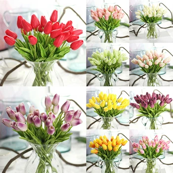 Naujas 1Pcs Nekilnojamojo Touch PU Tulpių Dirbtinių Puokščių Netikrą Gėlės 