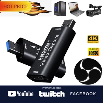 Naujas 4K Vaizdo įrašymo Kortelė, USB 3.0-2.0 HDTV Video Grabber Įrašyti Langelį PS4 Žaidimas, DVD Vaizdo Kameros Įrašymo Live Transliacijos