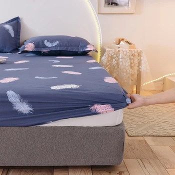Naujas Produktas 1pcs Medvilnės Spausdinimo lovų čiužinių komplektas su keturių kampų ir elastinės juostos paklode(pagalves reikia tvarka)