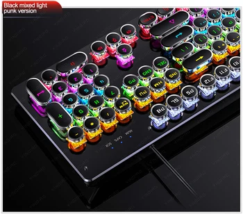 Nekilnojamojo Mechaninė Žaidimų Klaviatūra Punk RGB Turas Retro Keycap Visu Dydžiu 104 Klavišai USB Laidinio PC Nešiojamas Mėlyna Ruda Juoda Jungiklis