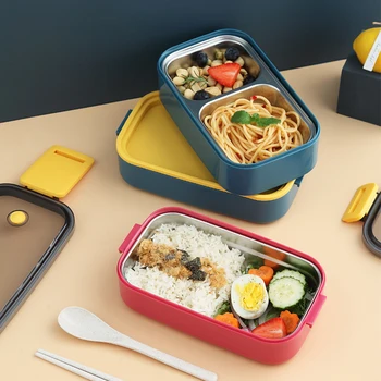 Nerūdijančio Plieno mielas priešpiečių dėžutė vaikams maisto konteinerių saugojimo boxs Kviečių Šiaudų Medžiaga nepralaidi vandeniui japonų stiliaus bento dėžutė