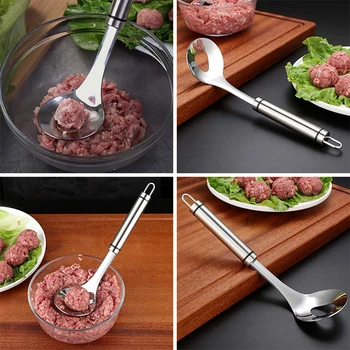 Non-Stick Meatball Maker Pelėsių Šaukštas Nerūdijančio Plieno Mėsos Baller Su Elipsės Formos Nutekėjimo Skylę Virtuvės Indų Įtaisą Įrankis