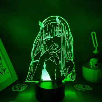 Nulis Du Anime Pav 02 3D LED RGB Naktį Žibintai Kietas Miela Dovana Draugui Lavos Lempa, Miegamojo, Stalo Dekoras Darling Į Franxx